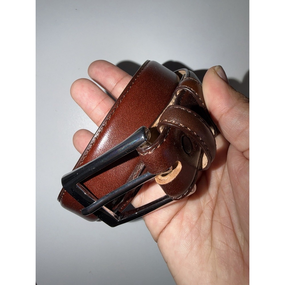 Belts .com Mens Size 46 Brown Made‎ In USA Silver Buckle NWOT